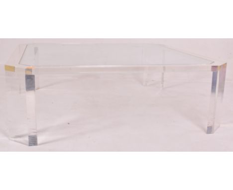 David Lange - a large vintage late 20th century lucite &amp; glass low occasional coffee table. The table having an octagonal