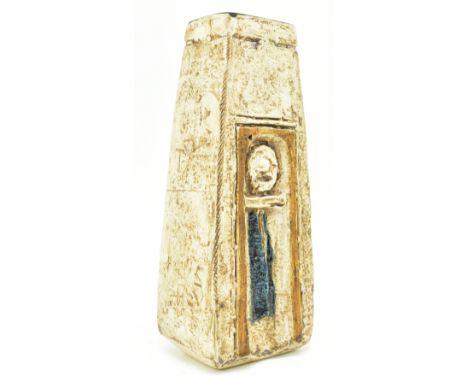Linda Taylor (1960s - late 1970s) for Troika, Cornwall - a vintage mid 20th century hand painted pottery coffin vase. Signed 