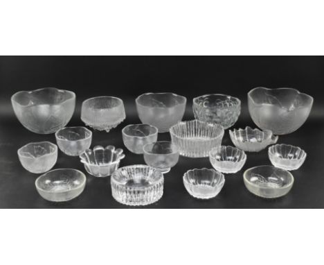 A collection of vintage 20th century frosted glass bowls, dishes &amp; trinket dishes. The lot to include an Iittala Ultima T