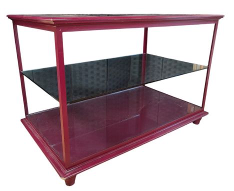 A high end design contemporary painted wood &amp; glass habredashery shop display cabinet. The cabinet having a painted woode