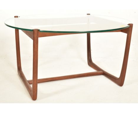 Peter Hvidt & Orla Molgaard for France & Son - a vintage mid century Danish glass topped teak coffee table. The table having 
