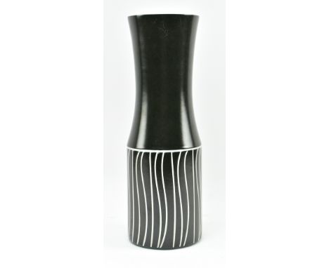 John Clappison for Hornsea Pottery - a vintage mid century Tanglewood pattern tall ceramic vase. The vase of black colourway 