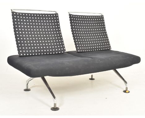 Antonio Citterio for Vitra - a vintage late 20th century German designer two seater sofa. The armless sofa with black upholst
