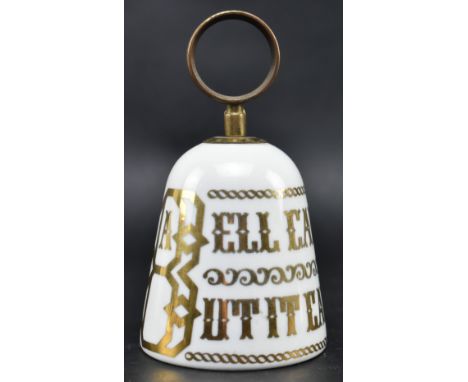 Piero Fornasetti - an Italian vintage mid 20th century circa 1950s ceramic &amp; gilt painted table bell. The bell having gil