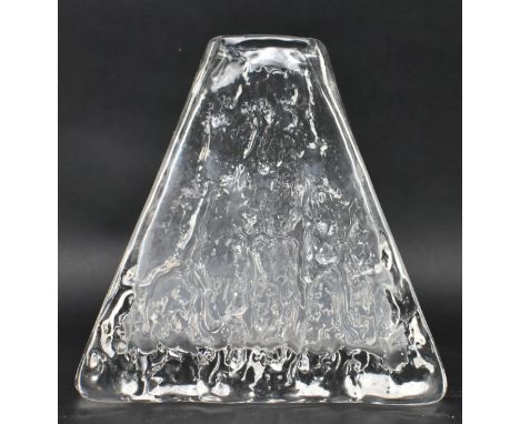 Geoffrey Baxter for Whitefriars - a vintage mid century 1960s Pyramid glass vase in Flint colourway. Pattern no. 9674 in the 