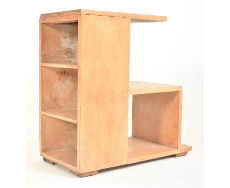 J. P. Hully for P. E. Gane of Bristol - a vintage 1930s Art Deco oak bedside cabinet. The overhanging top supported by a book