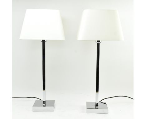 Chelsom - a pair of vintage high end design chrome squared desk bedside lamps. Each table lamp of squared form &amp; on squar
