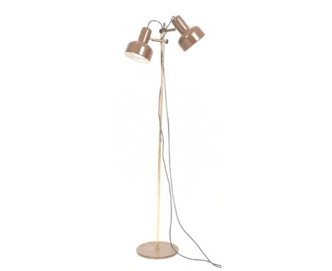 DMI - Type 90 - a retro 20th century 1970s floor standing lamp light. The lamp having twin adjustable spotlights with alumini