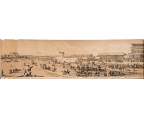 PANORAMA - Henry Alken (lithographer) - Epsom Racecourse,: tinted lithograph mounted on linen, 1854, 217cm long x 19cm.
* Abb