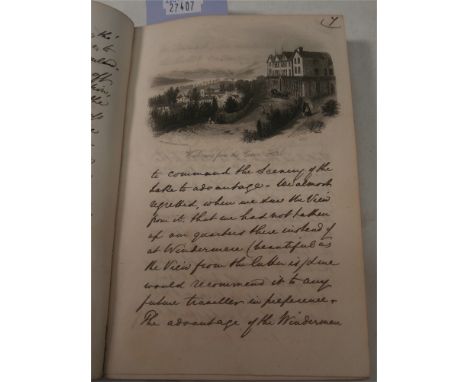 MANUSCRIPT VOLUME - Notes of a Tour in the Lake District May 1863,: cloth, 8vo, the volume is interspersed with prints of Lak