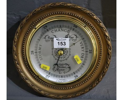 Modern gilt framed, circular wall barometer marked: Shortland, Manchester.(B.P. 24% incl. VAT)