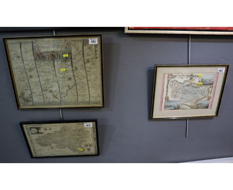 John Ogilby, original coloured road map from London to Hith, together with new map of South Wales engraved for Walpoole's and