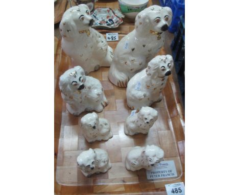 Tray of Beswick graduated fireside spaniels, together with a tray of china to include; ironstone china pickle dish, Royal Cro