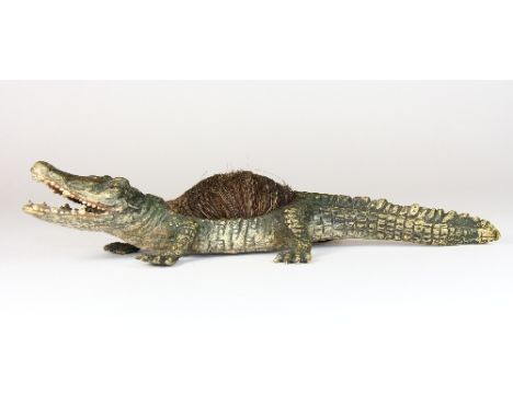 Austrian cold painted bronze crocodile nib wipe (L:22.5cm)