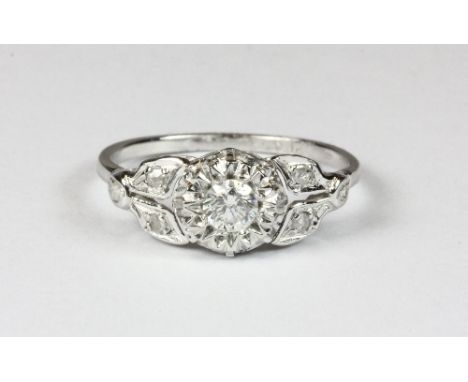 Art Deco platinum and 0.25ct diamond solitaire ring (M)