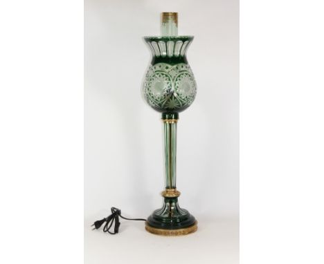 Beautiful tall Bohemian cut glass oil lamp style table lamp (78cm)