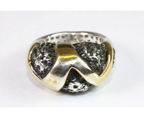 .925 silver marcasite and mother of pearl ring (N.5) and a heavy .925 silver and gilt ring (S)