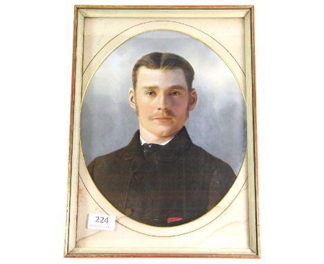 19thC hand finished portrait photograph of a young man (17cm x 37cm)