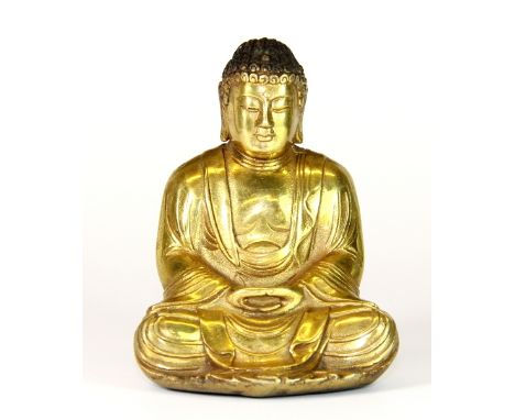 A lovely quality gilt copper bronze figure of the seated Buddha (H:9cm)