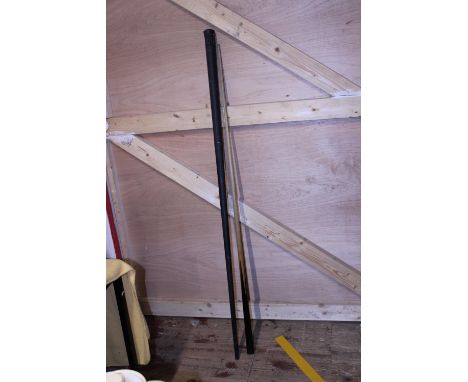 A vintage one piece snooker cue with case, postage unavailable 