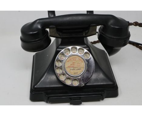 1936 dated bakelite rotary dial telephone with modern fittings in working order. UK P&amp;P Group 2 (£20+VAT for the first lo