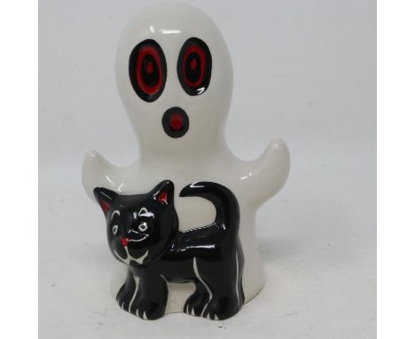 Lorna Bailey ghost cat, no cracks or chips, H: 13 cm. UK P&amp;P Group 1 (£16+VAT for the first lot and £2+VAT for subsequent