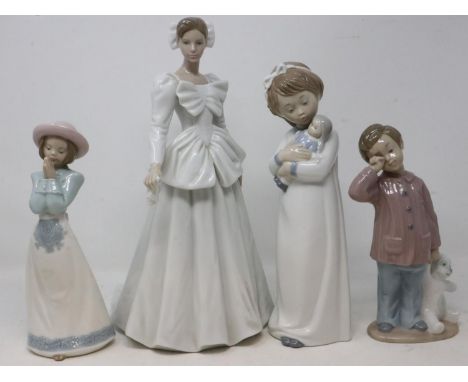 Four Nao figurines, no cracks or chips, largest H: 28 cm. UK P&amp;P Group 3 (£30+VAT for the first lot and £8+VAT for subseq