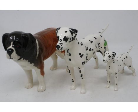 Three gloss Beswick dogs, no cracks or chips, largest H: 16 cm. UK P&amp;P Group 2 (£20+VAT for the first lot and £4+VAT for 