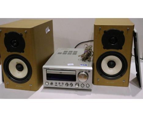 Onkyo CD receiver, model CR505DAB and a pair of Onkyo speakers. All electrical items in this lot have been PAT tested for saf