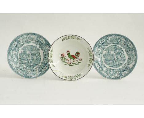 A pair of English William Adams &amp; Sons - Tunstall - Damascus pattern transfer print ceramic dishes, together with an Aust