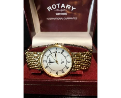A gold plated Rotary Elegance Q wristwatch, in original box (2) 