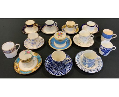 Coffee cans and saucers, various patterns, Mintons, Aynsley, Old Royal China, Cauldron, etc 