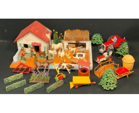 Toys - Britains and other Farm Vehicles, animal, buildings etc inc Massey Ferguson 2680 tractor, Corgi tractor and tipper tra
