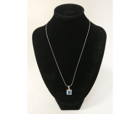 STERLING SILVER OPAL &amp; TOPAZ PENDANT 7 CHAIN