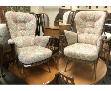 PAIR OF ERCOL SPINDLE BACK ARMCHAIRS - FAIR CONDITION