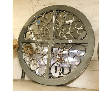 ROUND GREY GARDEN MIRROR - 72CMS DIAMETER