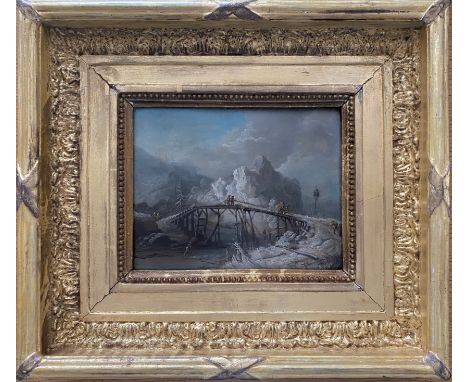 CIRCLE OF JOHANN CHRISTIAN VOLLERDT 1708-1769 OIL ON PANEL (PAINTING SOLD AT CHRISTIES IN 2004 £2390) 19CM X 24CM - VERY GOOD