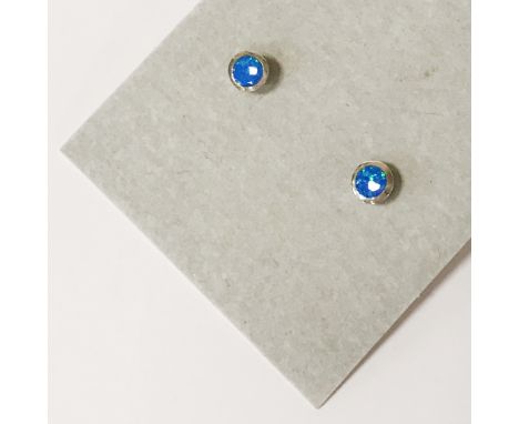 STERLING SILVER OPAL STUD EARRINGS