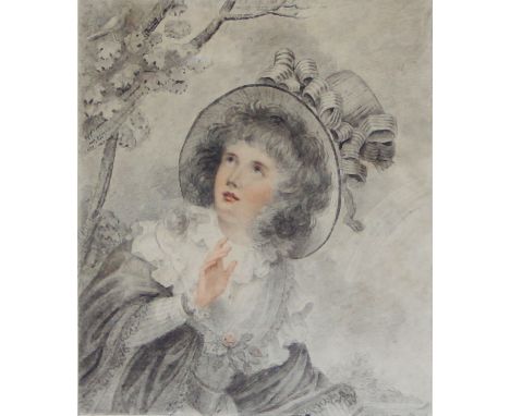 Richard Cosway/Portrait of a Girl, Emblematic of Spring/pencil and crayon, 19cm x 16cm/Provenance: Heather Newman Gallery/see