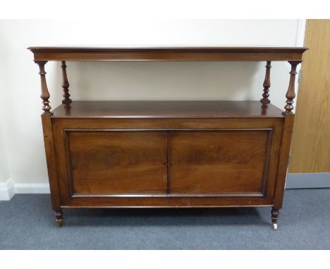 A late Victorian mahogany buffet on turned supports with large cupboard under, 170cm wide