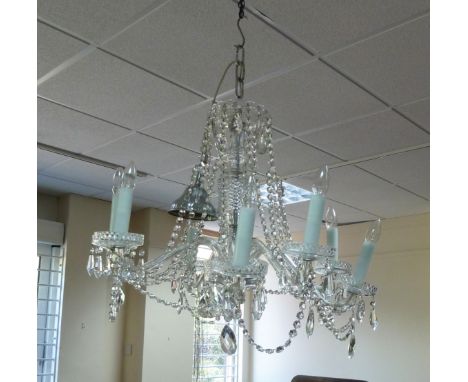 An eight-light cut glass chandelier, 20th Century, fitted for electricity, 65cm diameter