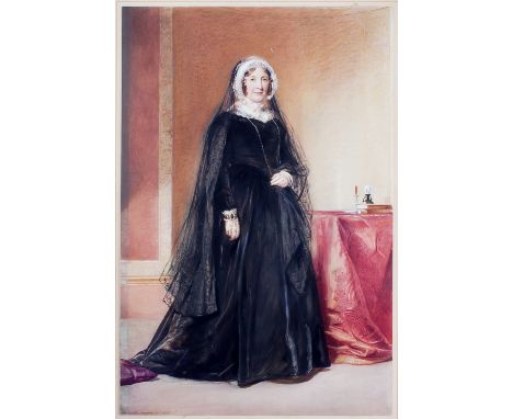 George Richmond/Portrait of Mrs John Deacon in Mourning/signed and dated 1851/watercolour heightened with white, 78.5cm x 51c