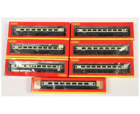 Hornby (China) group of boxes BR Blue and Grey Mk2 Coaches to include R4611 BR Intercity Blue &amp; Grey Open First No. W3247