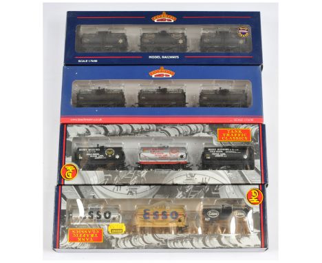 Bachmann OO Gauge group of 4x Tank Wagon Triple Packs to include Ref. 37-666A Factory Weathered 14t Tank Wagons "Esso" plus o