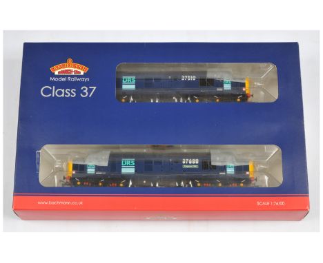 Bachmann OO Gauge Rail Express Exclusive Ref. 32-381U Pair of DRS Blue Class 37 No. 37510 &amp; No. 37688 "Kingmoor TMD". Con