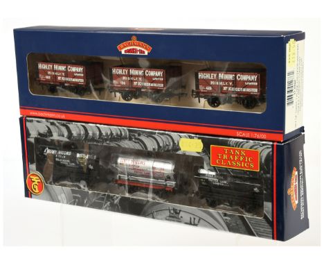Bachmann OO Gauge pair of wagon packs comprising of Ref. 37-080F 3x 7 Plank Mineral Wagons "High Mining Company" produced exc