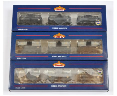 Bachmann OO Gauge group of 3x Tank Wagon Triple Packs to include Ref. 37-665Z 14t Factory Weathered Tank Wagons "Lion Elusion