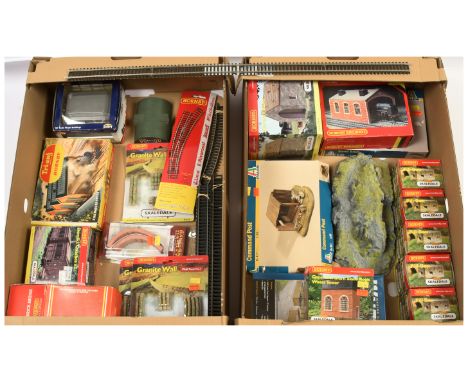 Hornby (GB + China) and Similar mixed group of Sectional Track, Buildings and Accessories to include Hornby (GB) R.504 Engine