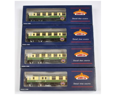 Bachmann Exclusive to Model Rail OO Gauge group of West Highland Line Green &amp; Cream BR Mk1 Coaches comprising of Ref. 39-