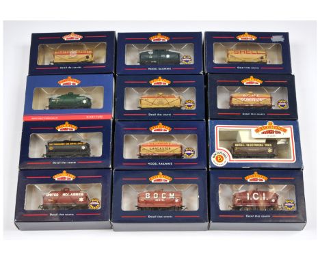 Bachmann OO Gauge group of 12x Tanker Wagons to include Ref. 37-682 14T Tank Wagon No.129 "Crossfield Chemicals" plus others 